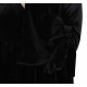 Black, Soft Velvet, 3/4 Length Fluted Sleeves Mini Dress By John Zack