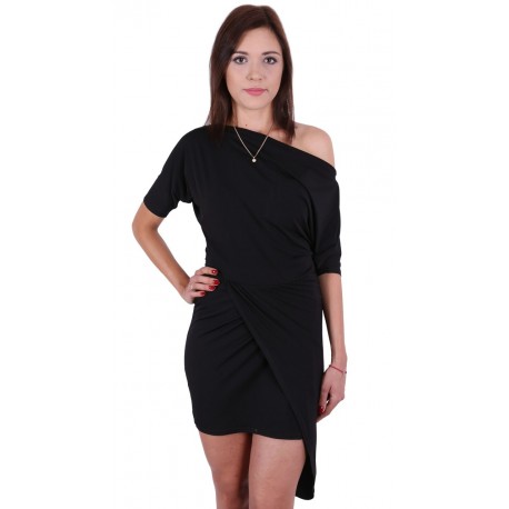 ASOS Czarna, asymetryczna sukienka mini krótki rękaw