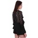 Black, Floral Lace Inserts, Ruffle Detail, Playsuit For Ladies By John Zack