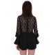 Black, Floral Lace Inserts, Ruffle Detail, Playsuit For Ladies By John Zack