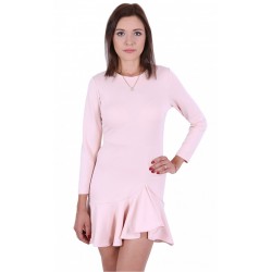 Light Pink, Long Sleeves, Ruffle Trim, Mini Dress By John Zack
