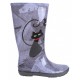 Ladies Grey, Cats Print Design, PVC, Wellies, Wellington, Rain Boots HAWAI LADY DEMAR