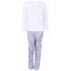 White/Grey Long Sleeved Top &amp; Bottoms Pyjama Set For Ladies Love To Lounge