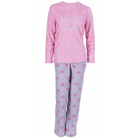 Pink Top & Grey Bottoms & Socks & Eyemask Pyjama Set For Ladies Love To Lounge