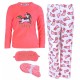 Neon Coral Top &amp; Bottoms &amp; Socks &amp; Eyemask Pyjama Set For Ladies Love To Lounge