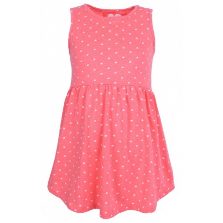 Neon Orange, Hearts Design, Summer Dress For Girls