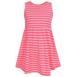 Neon Orange, Striped, Summer Dress For Girls