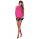 Pink, Loose Top &amp; Short Bottoms, Multicolor Design Pyjama Set For Ladies PIGEON