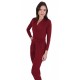 Burgundy, Wrap Front, Long Sleeved Jumpsuit For Ladies By John Zack