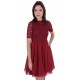 Burgundy, Floral Lace Top, Fit and Flare Style Mini Dress by John Zack