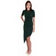 Green, Short Sleeved, Asymmetric, Ruched Front, Elastic Mini Dress By John Zack