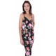 Black/Roses Design, Sleeveless, Wrap Front, Jumpsuit For Ladies By John Zack