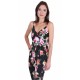 Black/Roses Design, Sleeveless, Wrap Front, Jumpsuit For Ladies By John Zack