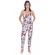 Cream/Floral Design, Sleeveless, Wrap Front, Jumpsuit For Ladies By John Zack