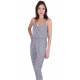 Grey/Flowers Design, Sleeveless, Wrap Front, Jumpsuit For Ladies By John Zack