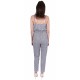 Grey/Flowers Design, Sleeveless, Wrap Front, Jumpsuit For Ladies By John Zack