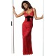 Red, Slinky, Full Sheer Floral Lace, Maxi Slip Dress For Ladies PIGEON