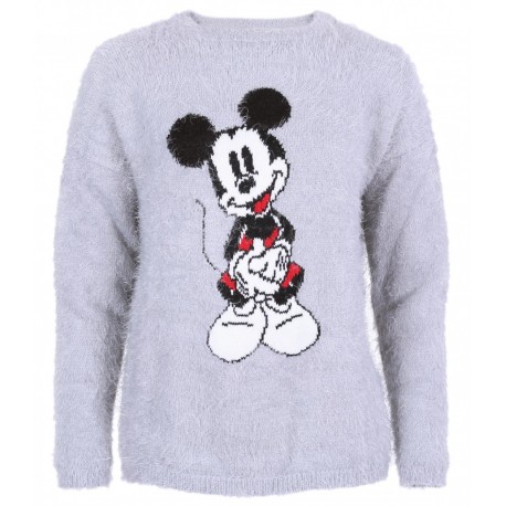 Grey, Long Sleeved Top, Jumper, Sweater For Ladies Mickey Mouse DISNEY