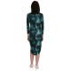 Green, Leopard Print, Slim Fit, High Split, Asymmetric Neck Midi Dress By John Zack