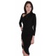 Black, Plain Design, Slim Fit, High Split, Asymmetric Neck Midi Dress By John Zack