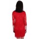 Red, Floral Lace, 3/4 Length Sleeves, Slim Fit Mini Dress By John Zack 
