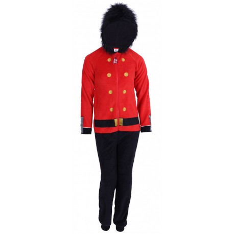 Red/Black, Hooded, All In One Piece Pyjama, Onesie For Ladies Queen's Guard