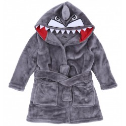 Shark Boy Child Warm Grey Bathrobe Wrapper Robe
