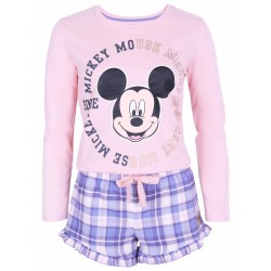 Pink Top & Checked Shorts Pyjama Set For Ladies Mickey Mouse Design DISNEY