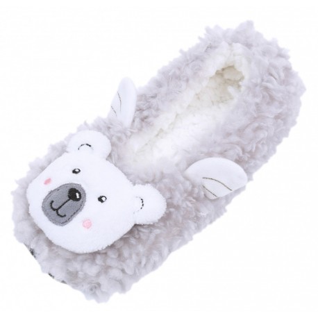 Light grey' slippers ,bears with wings