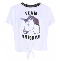 White Knot Crop Top Magical Sequins Unicorn