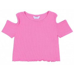 Hot Pink Top/T-shirt With Cut Out Shoulders