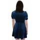 Blue, Velvet, Short Sleeved, Ruched Front, V-neck Mini Dress by John Zack