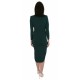 Green, Slim Fit, High Split, Asymmetric Neck Midi Dress By John Zack