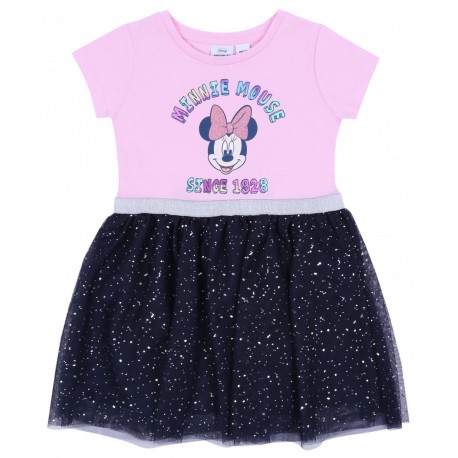 Pink/Navy Blue, Short Sleeved, Tulle Dress For Girls Minnie Mouse DISNEY