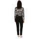 Black/Leopard Print, Wrap Front, Long Sleeved Jumpsuit For Ladies By John Zack
