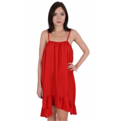 Czerwona, letnia sukienka z falbanką JOHN ZACK