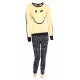 Yellow, Pyjama Top For Ladies Smiley Emoticons Design Love To Lounge