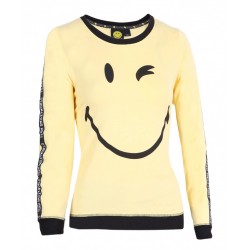 Yellow, Pyjama Top For Ladies Smiley Emoticons Design Love To Lounge