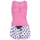 Pink, Sleeveles Top &amp; White Shorts Pyjama Set For Ladies Stars Design Love To Lounge