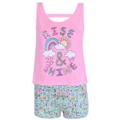Pink, Sleeveless Top & Shorts Pyjama Set For Ladies Rise&Shine Love To Lounge