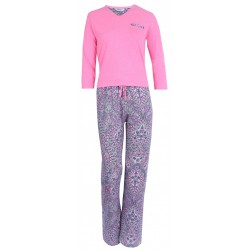 Pink Patterned Long Sleeved Pyjama Set For Ladies LOVE TO LOUNGE