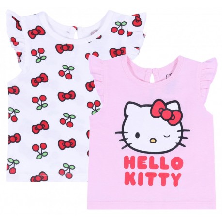 2 x Różowo-biała bluzeczka Hello Kitty