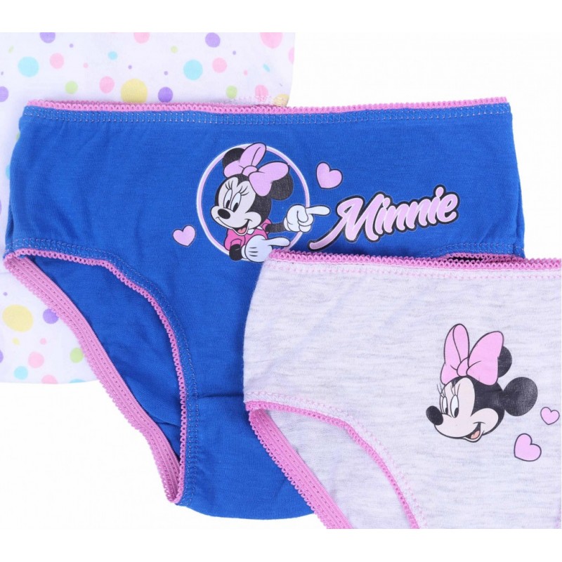 3 x Grey/Blue/Pink Briefs, Underwear For Girls MINNIE MOUSE DISNEY - Sarcia