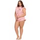Różowa krótka piżama w serduszka PIGEON