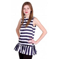 Blue/White, Striped, Sleeveless Top For Ladies JOHN ZACK