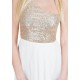 Gold Sequin Embellished Top &amp; White High Low Chiffon Mini Dress by John Zack
