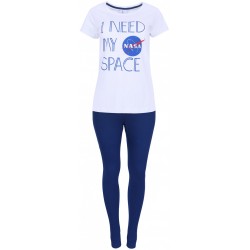 Biało-niebieska,damska piżama NASA