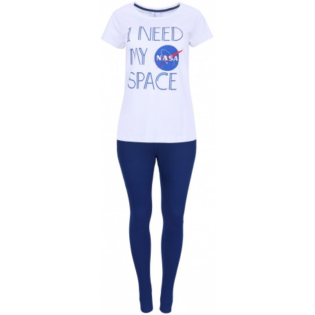Biało-niebieska,damska piżama NASA
