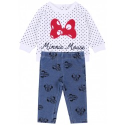 Kremowa bluza w kropki+getry Minnie Mouse Disney