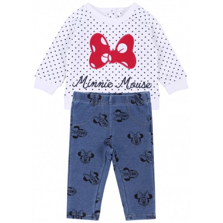 Kremowa bluza w kropki+getry Minnie Mouse Disney